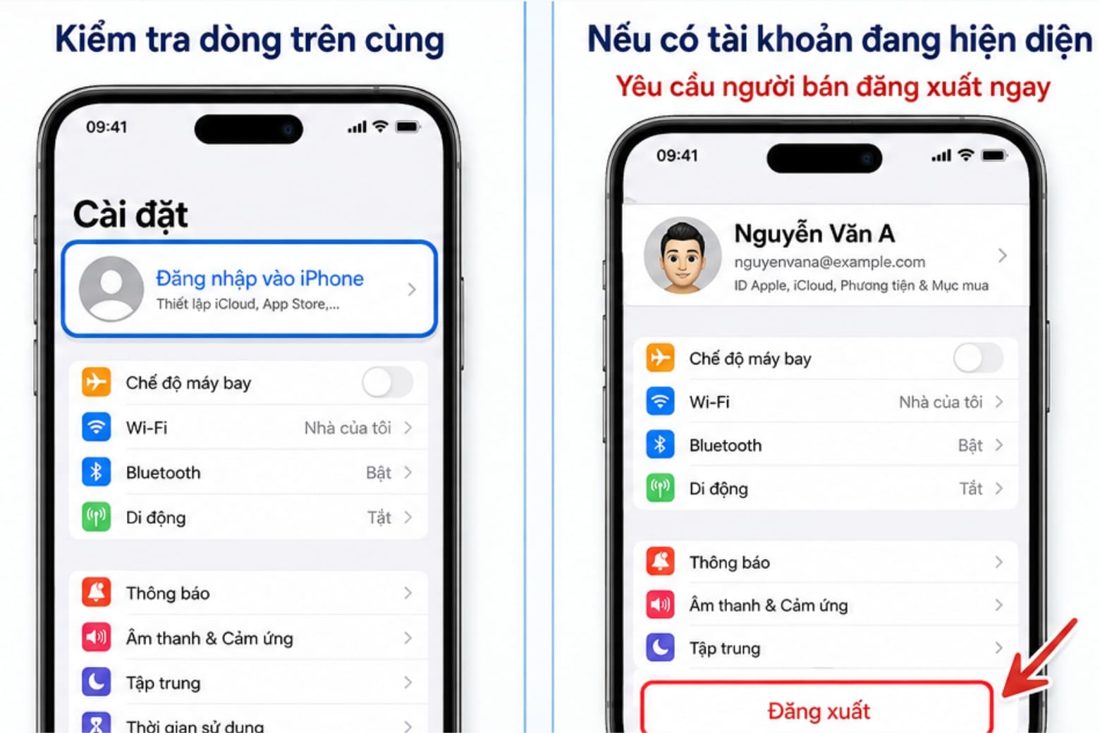 iCloud ẩn là gì? Các bước check iCloud iPhone trên IOS nhanh (2026) 9 Trạng thái Apple ID là dấu hiệu đầu tiên giúp xác định thiết bị đã được đăng xuất hay chưa