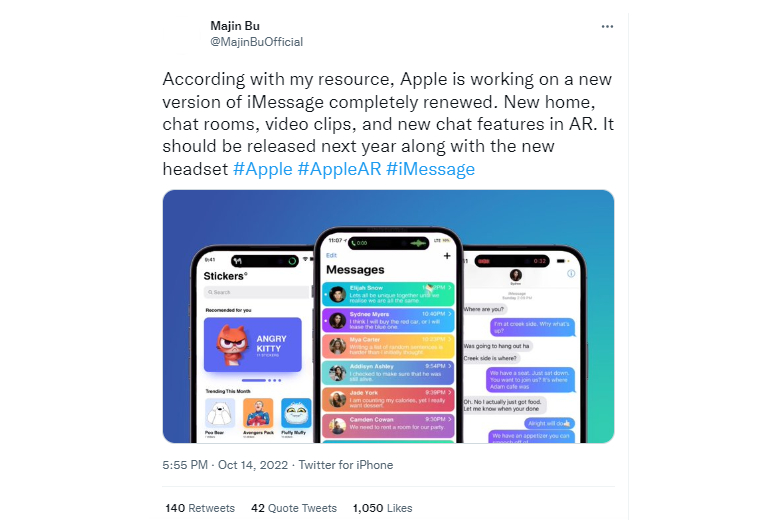 iMessage được thiết kế với giao diện lớn hơn, có thể sẽ trình làng cùng iOS 17