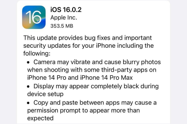 Apple ngừng hỗ trợ iOS 16.0.2 sau khi phát hành iOS 16.0.3