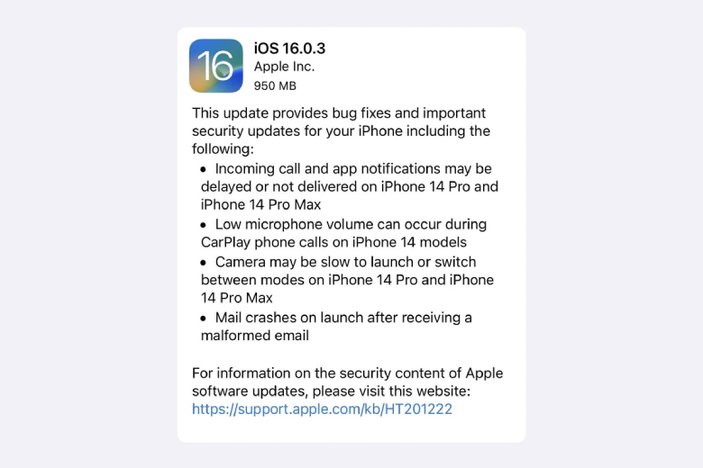 iOS 16.0.3 và watchOS 9.0.2 sẽ giải quyết các lỗi ảnh hưởng đến CarPlay, Mail và Spotify