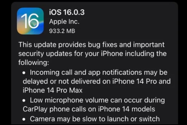 iOS 16.0.3 và watchOS 9.0.2 sẽ giải quyết các lỗi ảnh hưởng đến CarPlay, Mail và Spotify