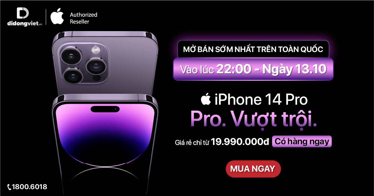 Di Động Việt chính thức mở bán sớm iPhone 14 Series VN/A vào 0h ngày 14/10 tại 16 cửa hàng trên toàn quốc