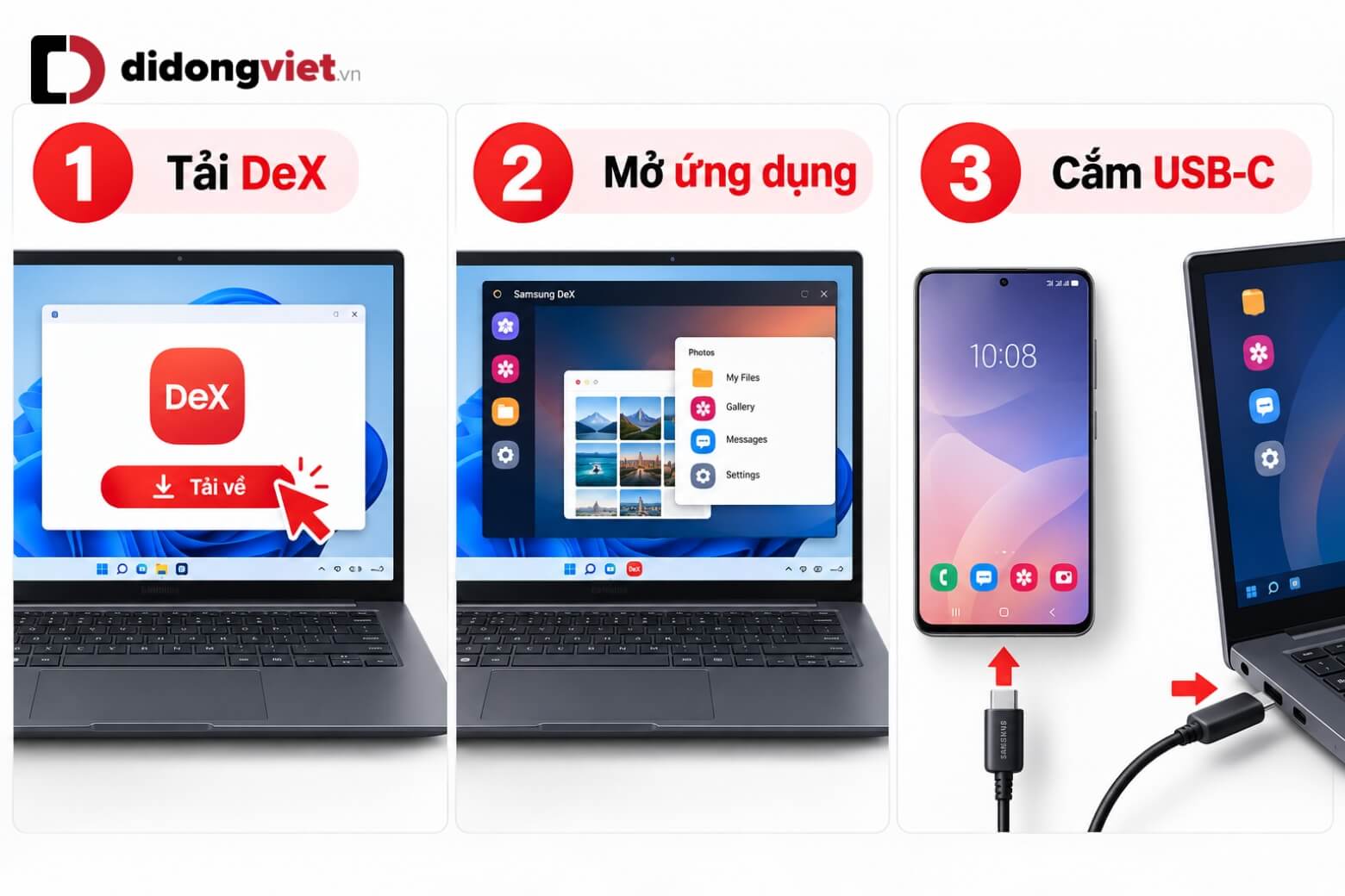 Samsung Dex PC là gì? Cách kết nối và sử dụng trên máy tính 13 Kết nối cáp USB-C giữa điện thoại và Samsung Dex PC