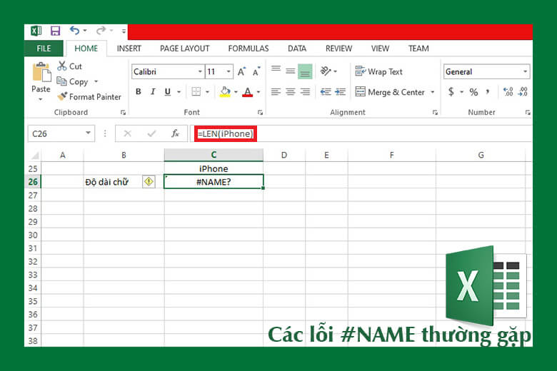 Lỗi #NAME trong Excel