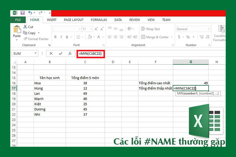Lỗi #NAME trong Excel