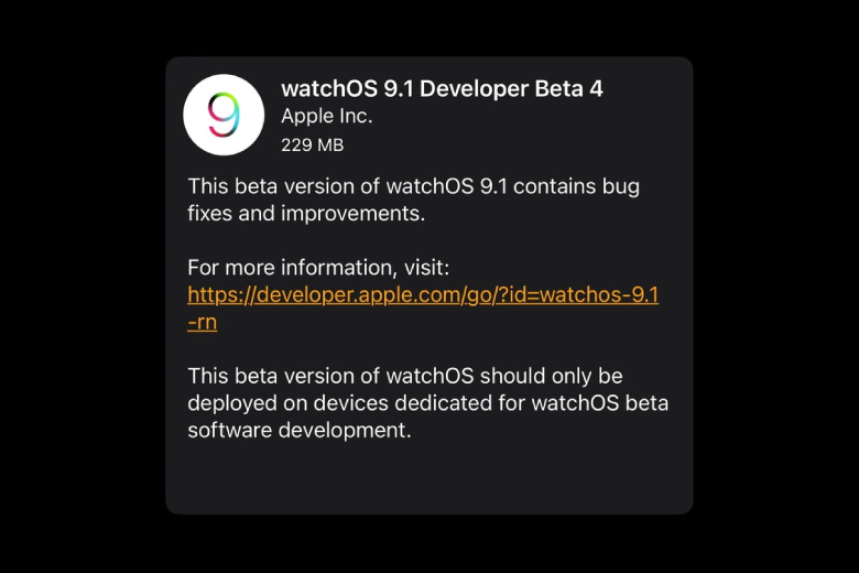 Apple phát hành watchOS 9.1 Developer Beta 4