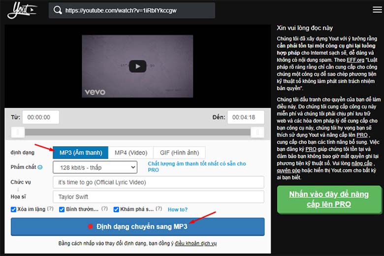 Chuyển nhạc YouTube sang MP3