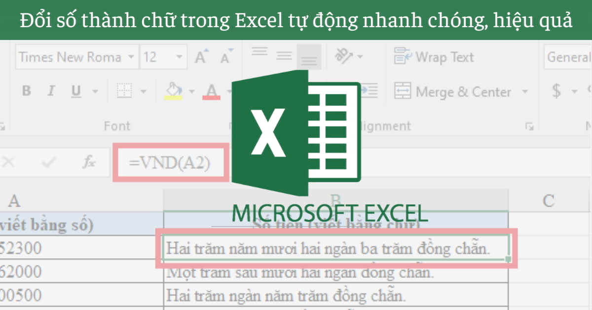 Đổi số thành chữ tự động trong Excel: Phải làm thế nào khi bạn muốn chuyển đổi số thành chữ tự động trong Excel? Đó là vấn đề mà nhiều người dùng Excel gặp phải. Tuy nhiên, bỏ qua lo lắng đi, chỉ với vài bước đơn giản, bạn có thể chuyển đổi từ số thành chữ một cách nhanh chóng và dễ dàng. Hãy xem hình ảnh để biết thêm chi tiết!