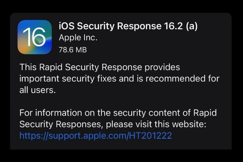 iOS 16.2 beta được cập nhật Phản Hồi Bảo Mật Nhanh - Rapid Security Response
