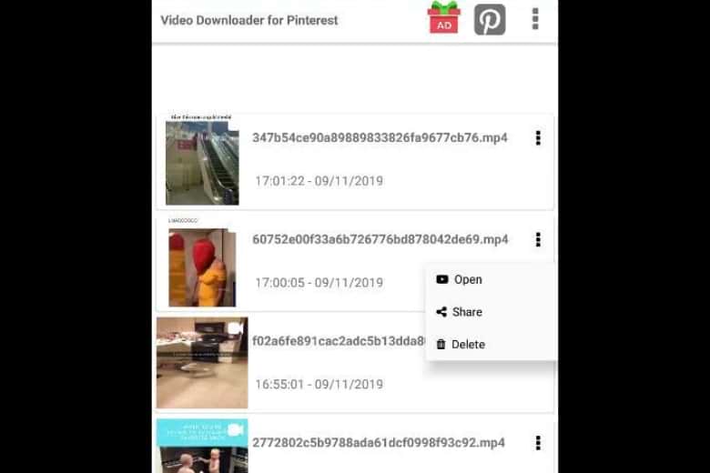 tải video trên Pinterest