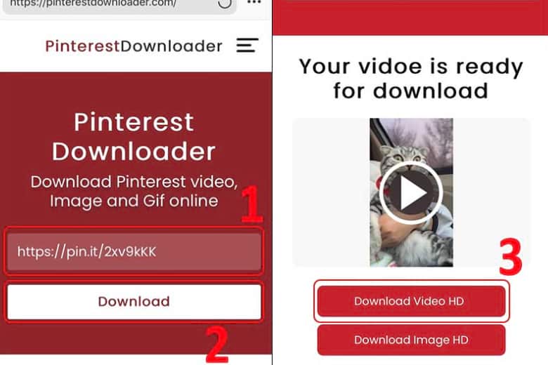 tải video trên Pinterest