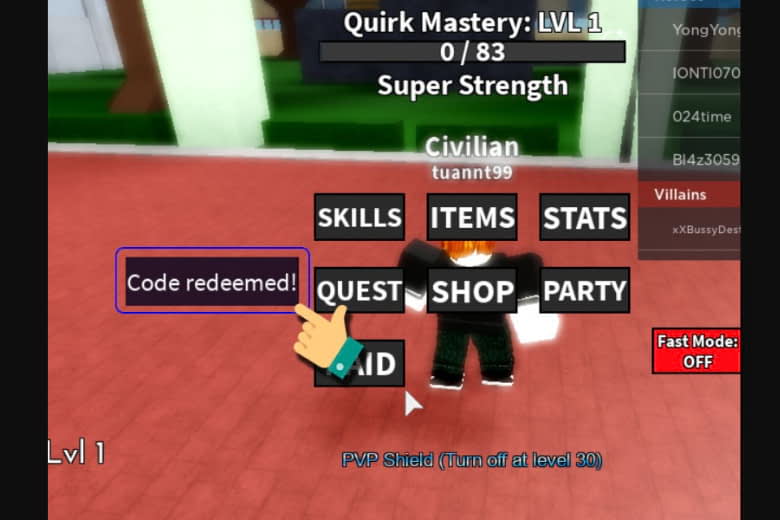 Code My Hero Mania Roblox 2021 mới nhất