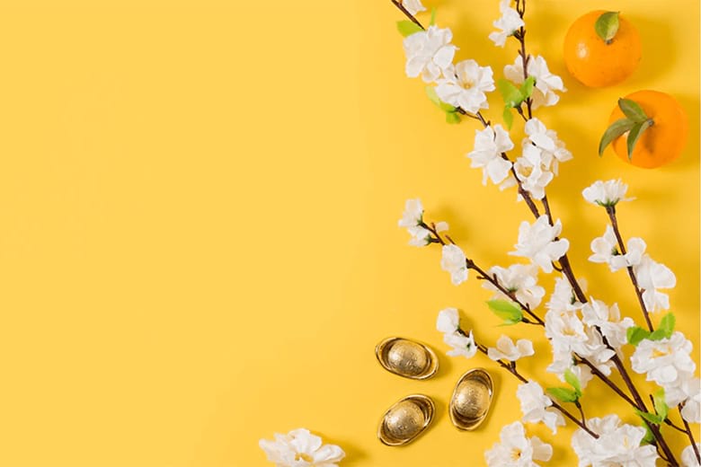 Hình nền Tết màu vàng sẽ đưa bạn vào không gian truyền thống Việt Nam với những hoa mai, cây đào hay chú chó cung. Xem hình ảnh để tận hưởng không khí vàng rực rỡ của ngày Tết cùng với gia đình và bạn bè.