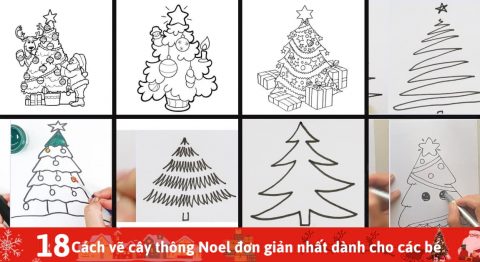 vẽ cây thông Noel