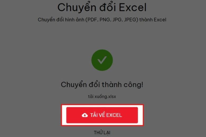 chuyển ảnh sang Excel