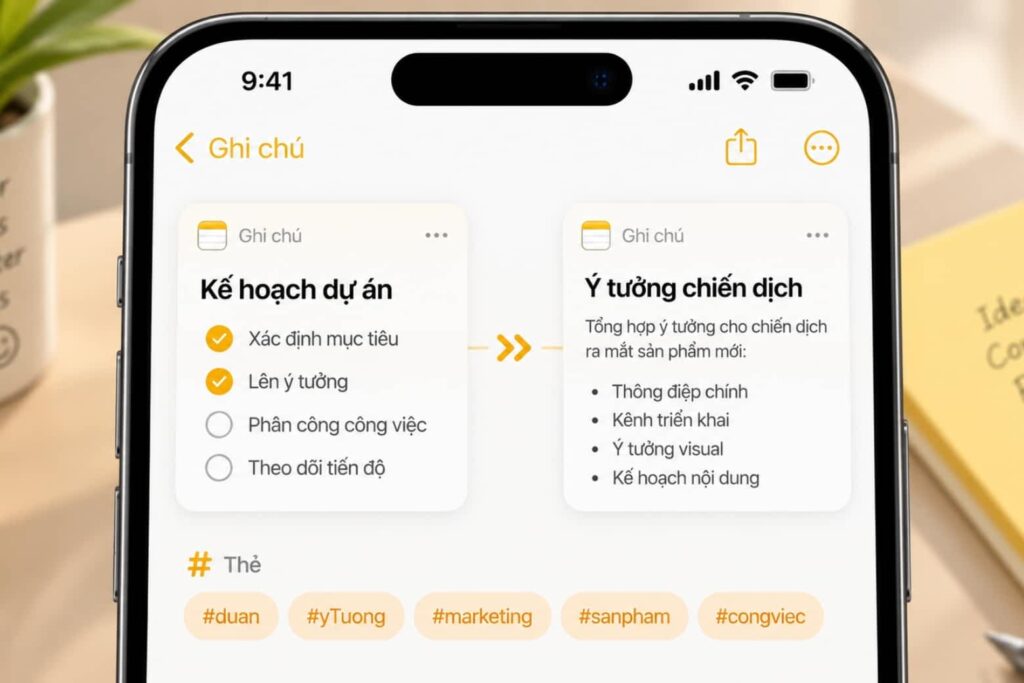 Cách tận dụng tối đa Ghi chú iPhone: Từ quản lý công việc đến tích hợp Apple Intelligence 6 ghi chú iPhone - thư mục thông minh