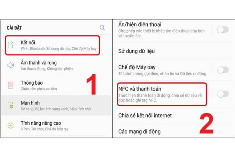 NFC là gì? Bật NFC trên Xiaomi qua Cài đặt > Kết nối và chia sẻ > NFC > Bật công tắc.