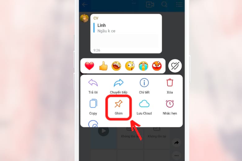 cách ghim tin nhắn trên Zalo