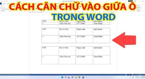 Căn giữa ô trong Word