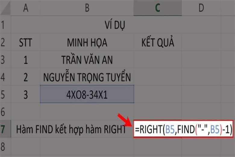 hàm FIND trong Excel