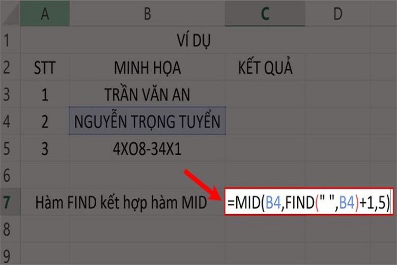 hàm FIND trong Excel