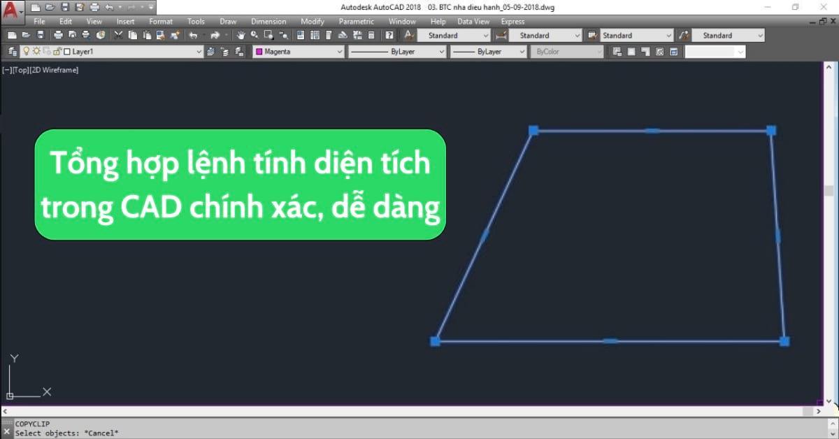 Hướng dẫn sử dụng lệnh AREA để tính diện tích