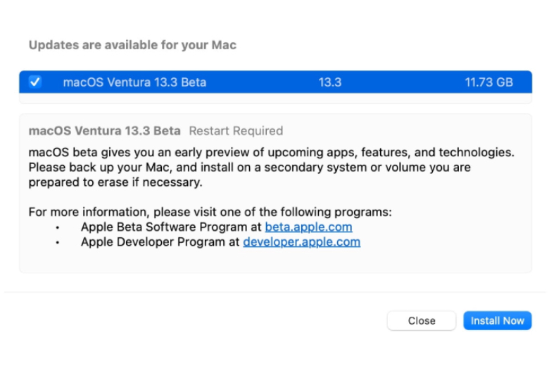 macOS ventura 13.3 beta