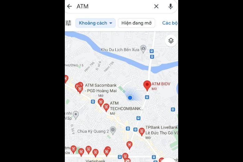 Cách tìm cây ATM gần đây nhất