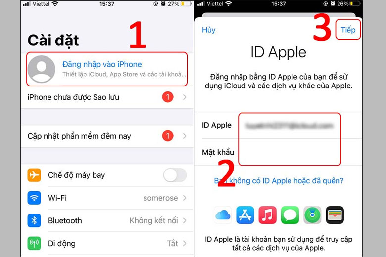 quên mật khẩu iPhone