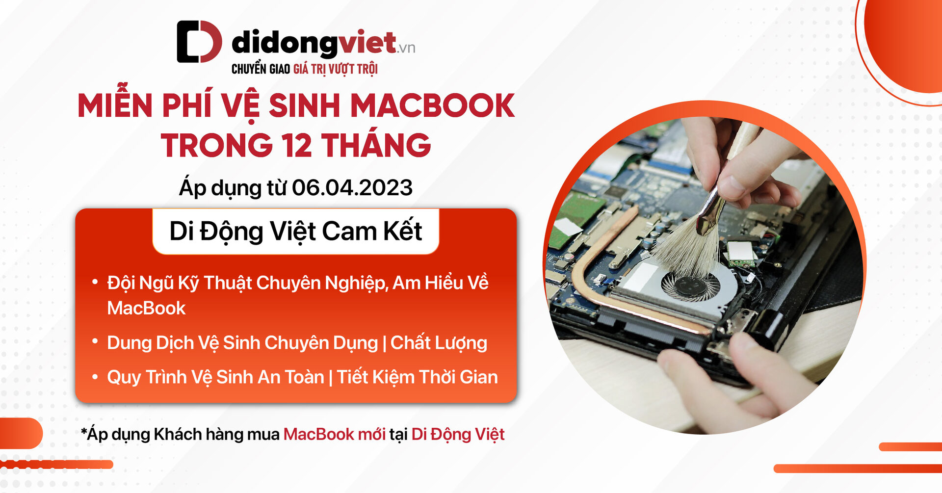 Di Động Việt miễn phí vệ sinh MacBook trong 12 tháng trên toàn quốc
