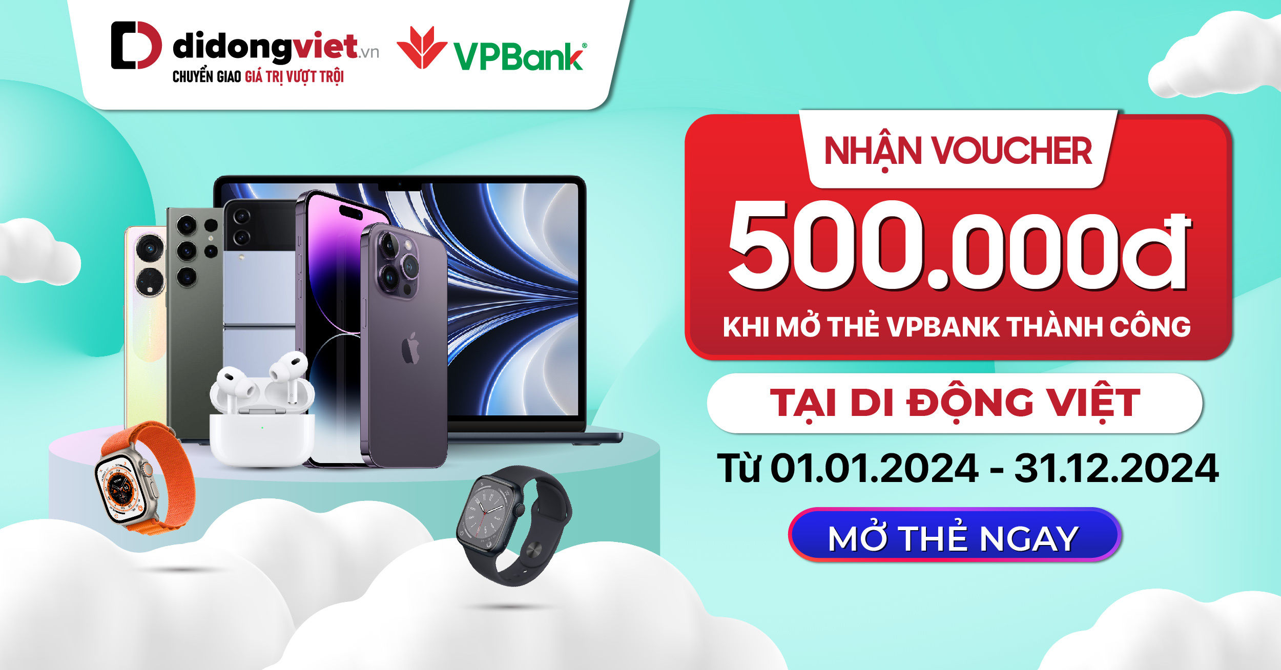 Nhận Voucher 500.000đ khi mở thẻ VPBank thành công tại Di Động Việt