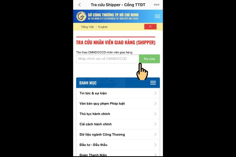 tra cứu thông tin shipper