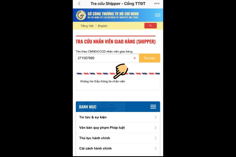 tra cứu thông tin shipper