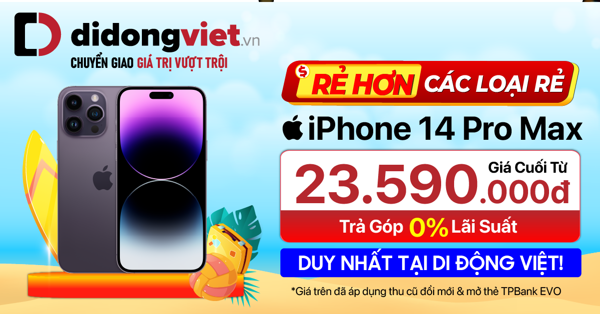 Rẻ hơn các loại rẻ, iPhone 14 Pro Max giá cuối từ 23.59 triệu. Hỗ trợ trả góp 0% lãi suất