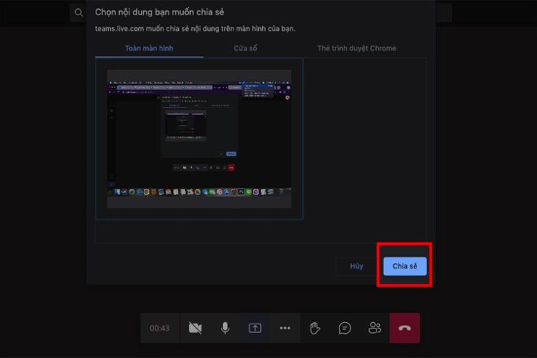 cách chia sẻ màn hình trên Teams
