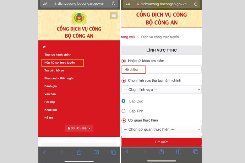 làm hộ chiếu online