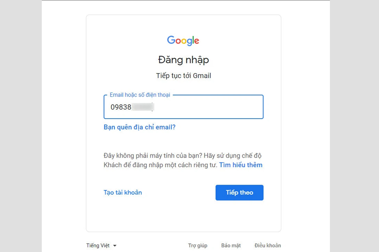 đăng nhập google mail