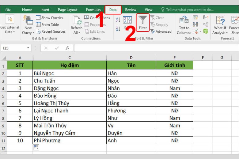 cách sắp xếp tên theo thứ tự abc trong excel