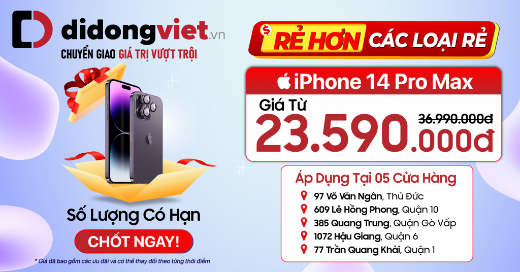 DEAL SỐC: IPHONE 14 PRO MAX CHỈ 25,99 TRIỆU ĐỒNG