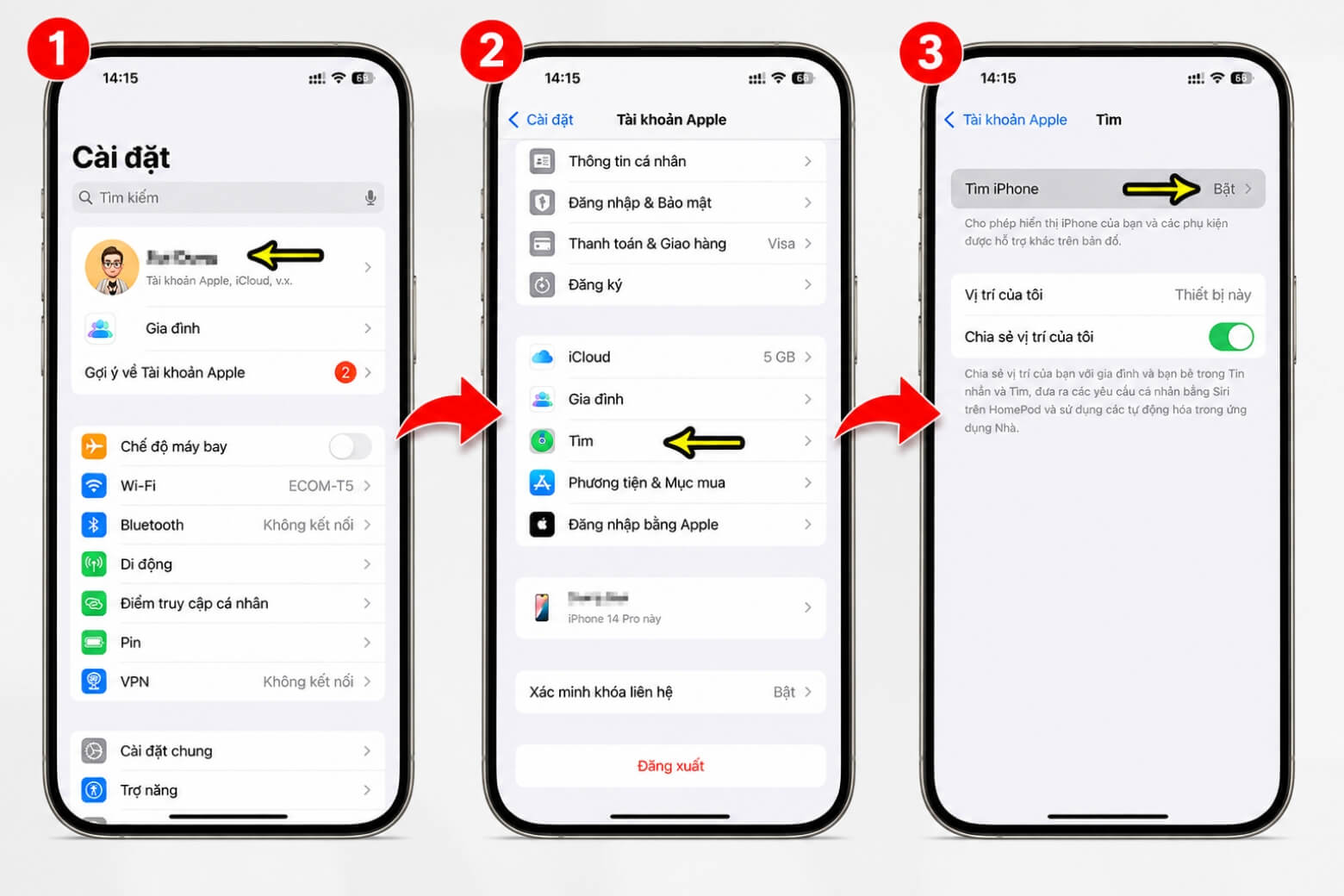 Cách tắt tìm, định vị iPhone trực tiếp và từ xa đơn giản, nhanh chóng 8 Tắt định vị iPhone chọn mục Tìm