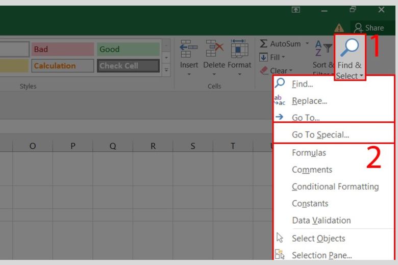 Bước 2 xóa dòng Excel với Go to Special