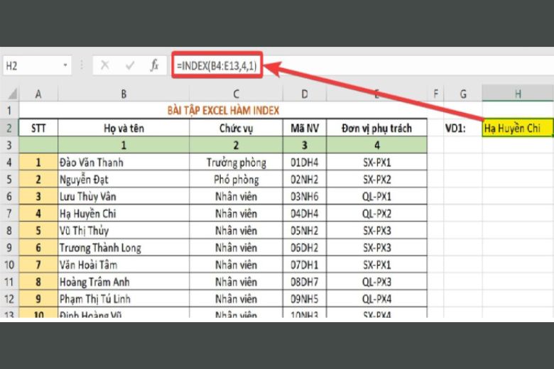 các hàm cơ bản trong excel