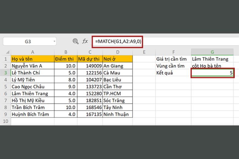 các hàm cơ bản trong excel