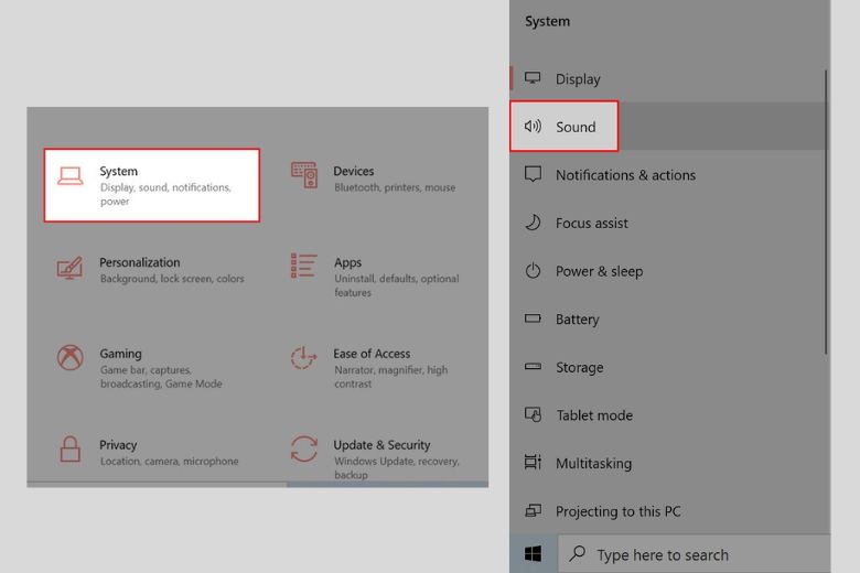 Chọn System (Hệ thống) rồi ấn chọn Sound (Âm thanh)