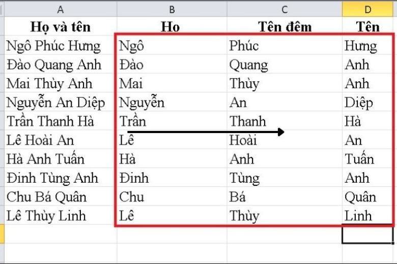 Cách tách chữ trong Excel