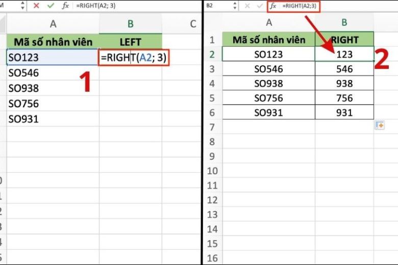 Cách tách chữ trong Excel