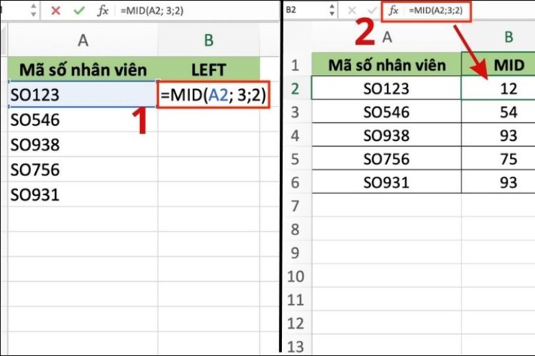 Cách tách chữ trong Excel