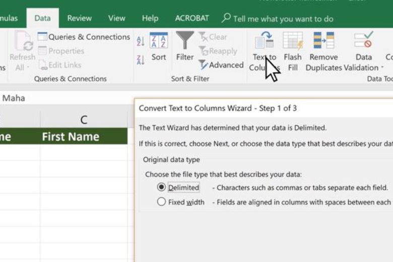 cách tách chữ trong excel