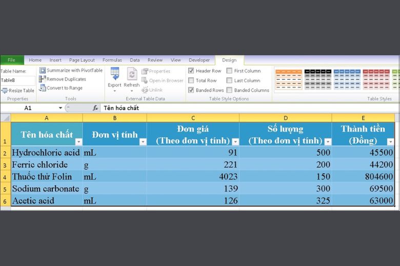 cách tạo bảng trong excel