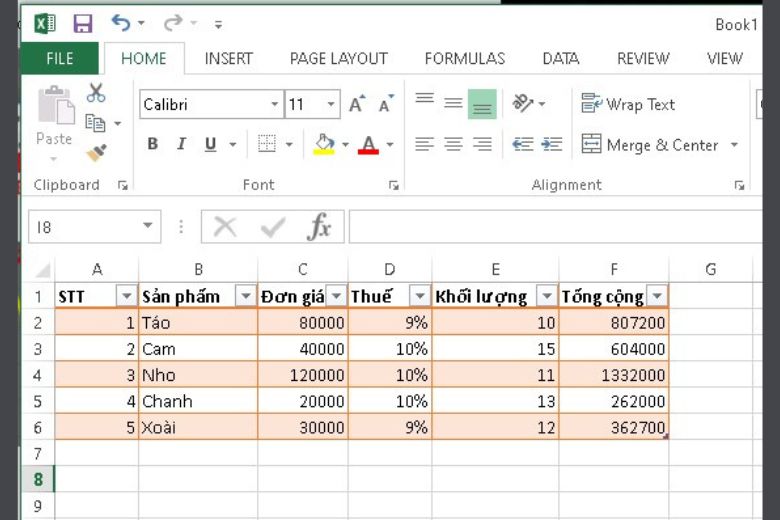 cách tạo bảng trong excel